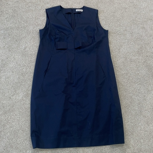 Jil Sander V-neck Knee Length Dress in Navy Blue size 12 perfect !! - Picture 5 of 6